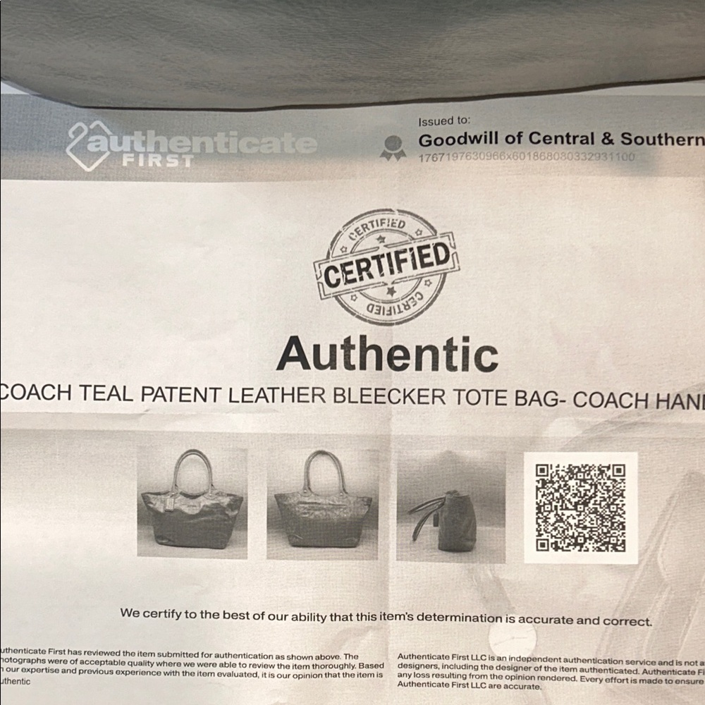 Coach Bleeker Teal Italian Cracked Leather Tote - Picture 9 of 17